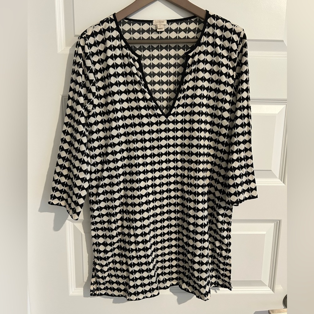 J Crew Tunic Black Cream Size M